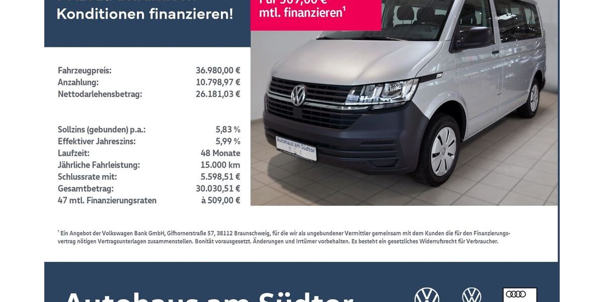 VW T6 Transporter 57.000 km 36.980 &euro; Rietberg 33397