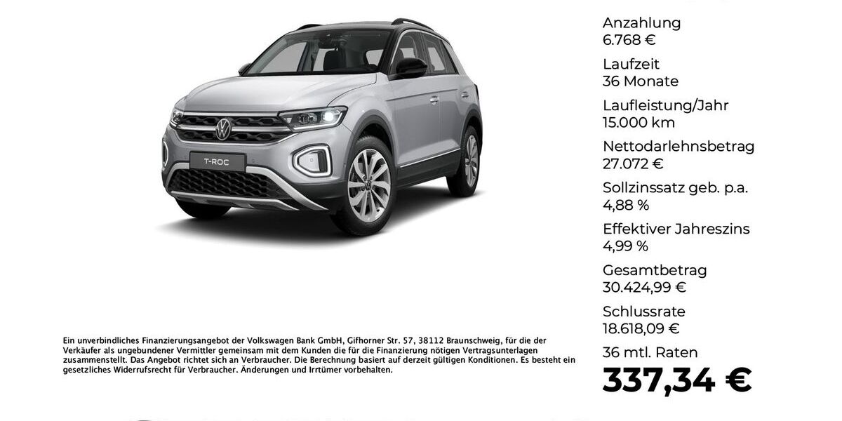 VW T-Roc 9.990 km 33.840 &euro; Versmold 33775