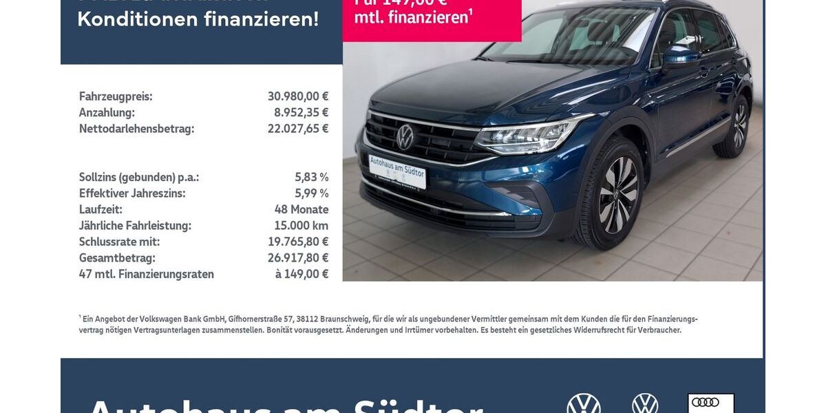 VW Tiguan 31.000 km 30.980 &euro; Rietberg 33397